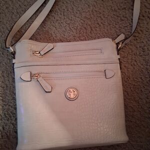 Giani Bernini Cream Crossbody Bag with Gold Details